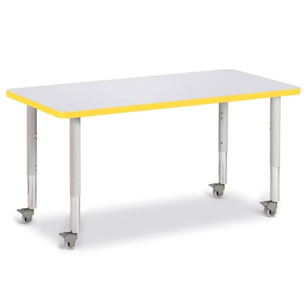 Jonti-Craft Berries Rectangle Activity Table, 24 in. x 48 in., Mobile, Freckled Gray/Yellow/Gray 6403JCM007